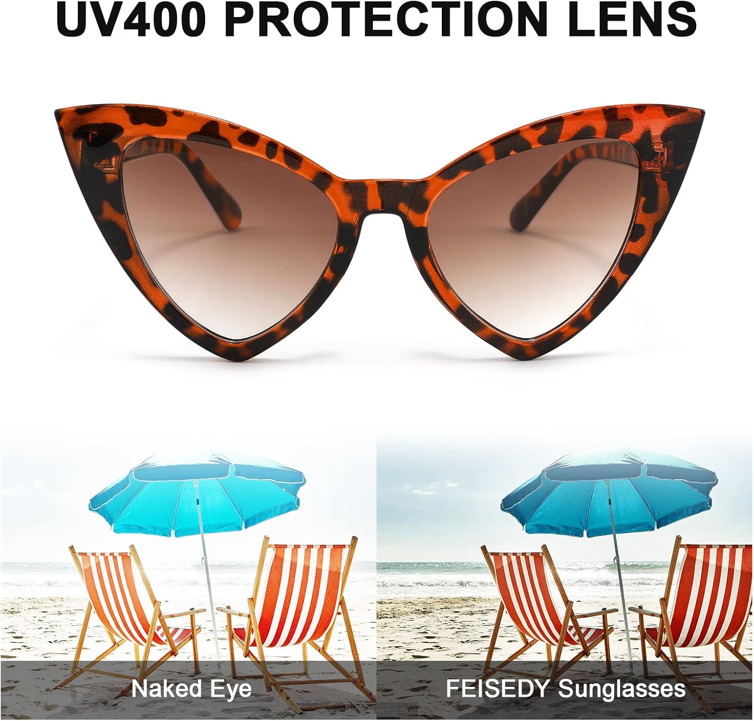 FEISEDY Retro Cat Eye Sunglasses for Women Fashion Vintage Cateye Sun Glasses B2235 - Image 4