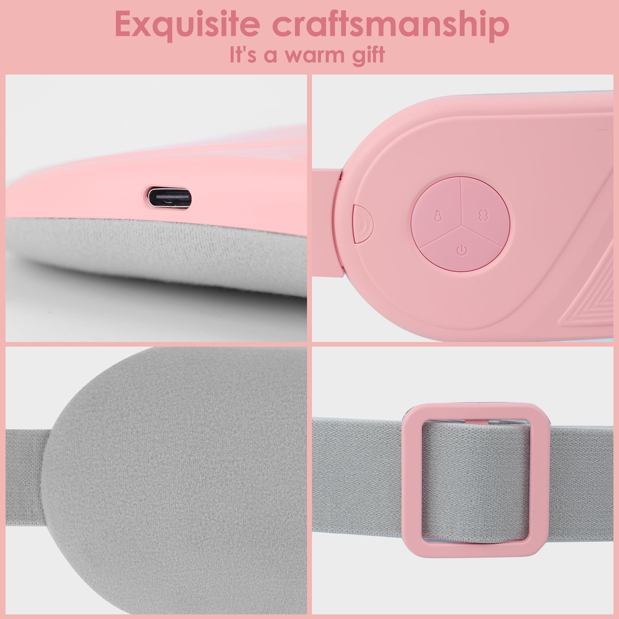 almohadillas para orejas térmicas para calambres, almohadilla térmica eléctrica, almohadilla térmica inalámbrica portátil mejorada (rosa)