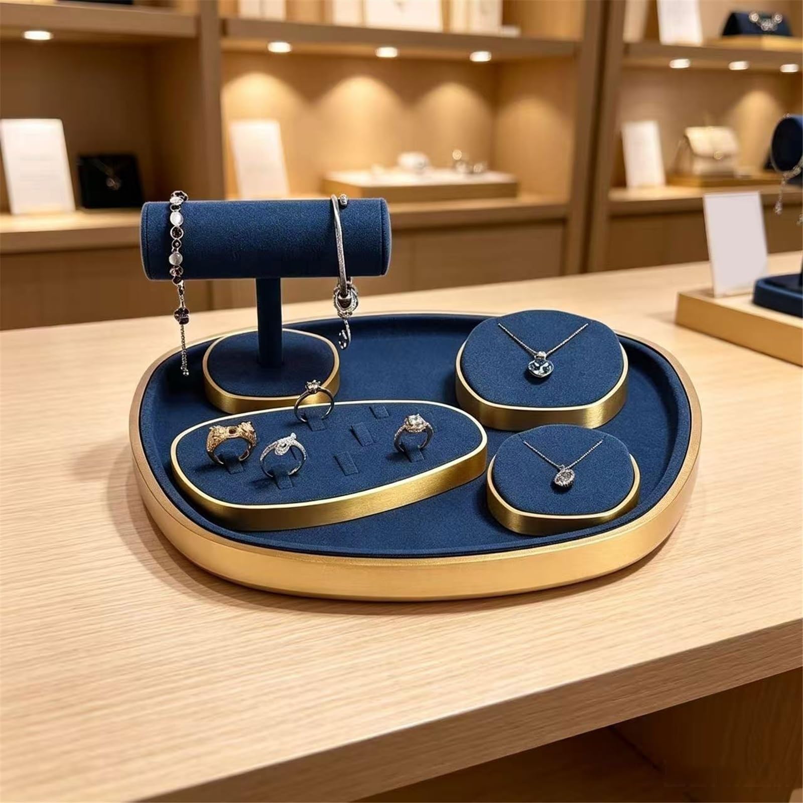 Uchwyt na biżuterię 5-Piece Jewelry Tray Set with Soft Microfiber Lining