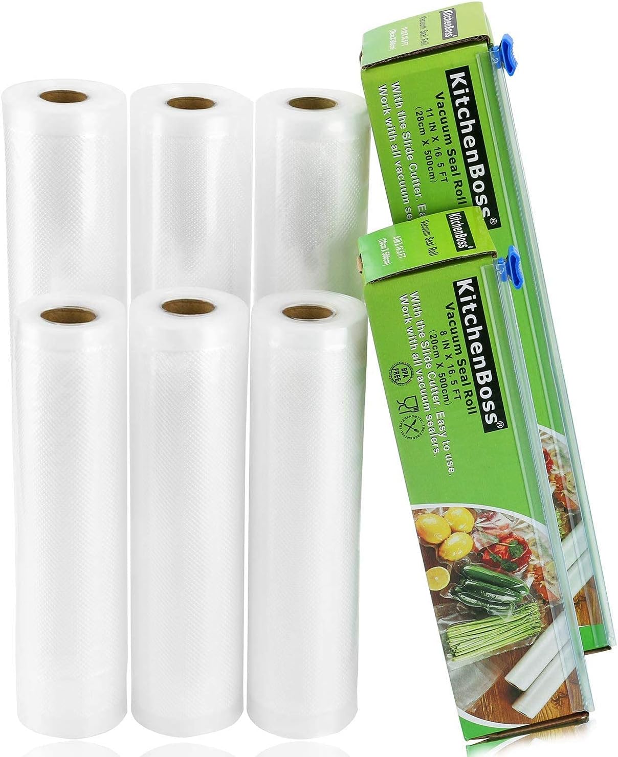 KitchenBoss Automatic Vacuum Sealer Machine And 3 Pack 8"x16.5' + 3 Pack 11"x16.5' Vacuum Sealer Bags Rolls: Home & Kitchen
