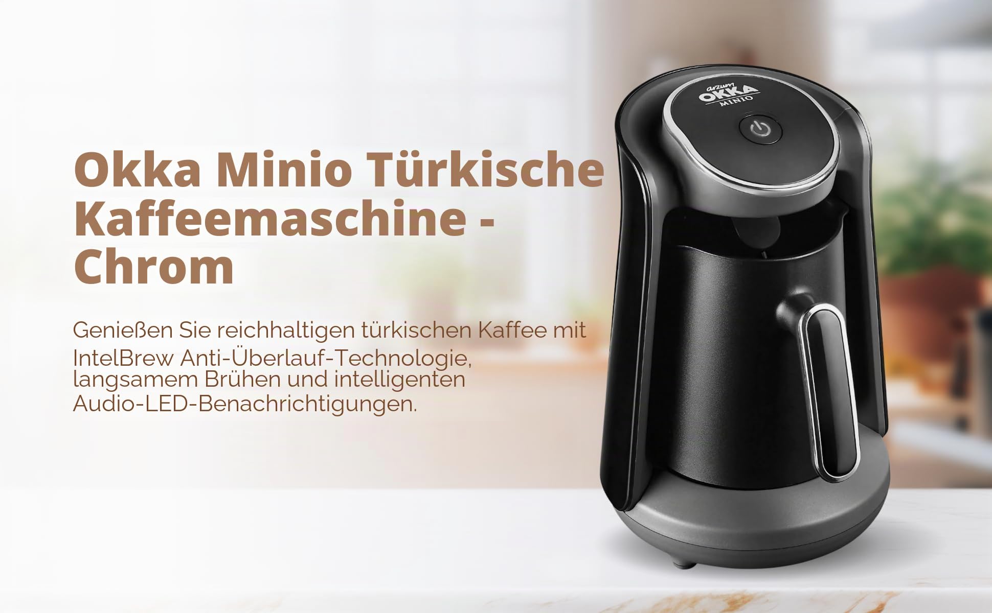 Arzum Okka Minio Türkische Kaffeemaschin Mit Patentiertem Überlaufsensor, Idealem Brühen Bei Niedriger Hitze Und Waschbarer Kanne Für Bis Zu 4 Tassen