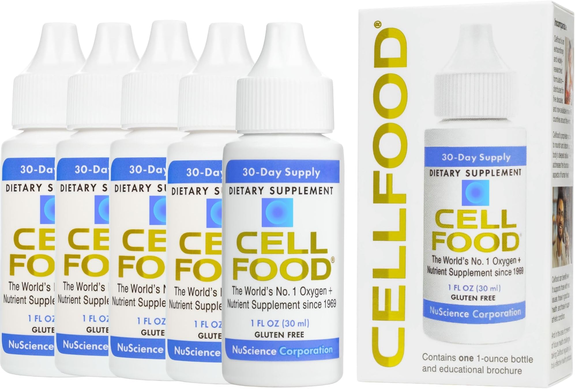 Oxygen Boost - 1 fl oz, 5 Pack - Liquid Oxygen Supplement for Lymphatic Drainage, Altitude Sickness, Jet Lag, Fatigue, Headaches, Hangovers & Energy - Gluten Free, Cert. Kosher