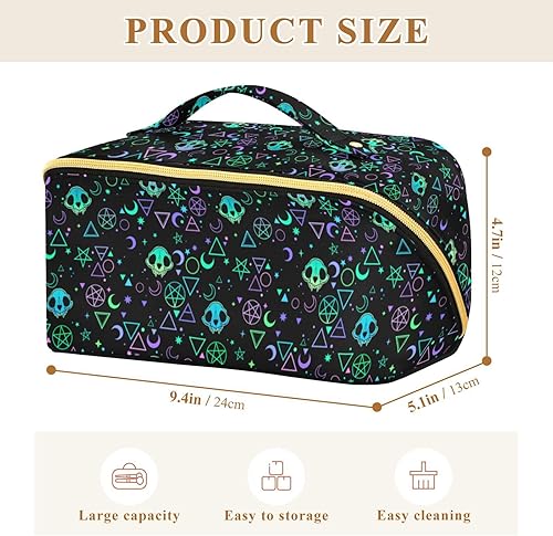 Miniatura 8 de Bolsa organizadora de maquillaje, Halloween, murciélagos negros, cielo nocturno con estrellas, bolsas de maquillaje de viaje, estuche de maquillaje
