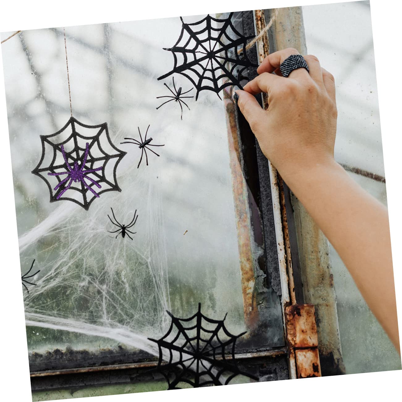 ABOOFAN 36pezzi Decorazioni Ragnatele Per Halloween Con Ragni Finti Ragnatele Impermeabili e Portatili Per Feste e Case Infestate