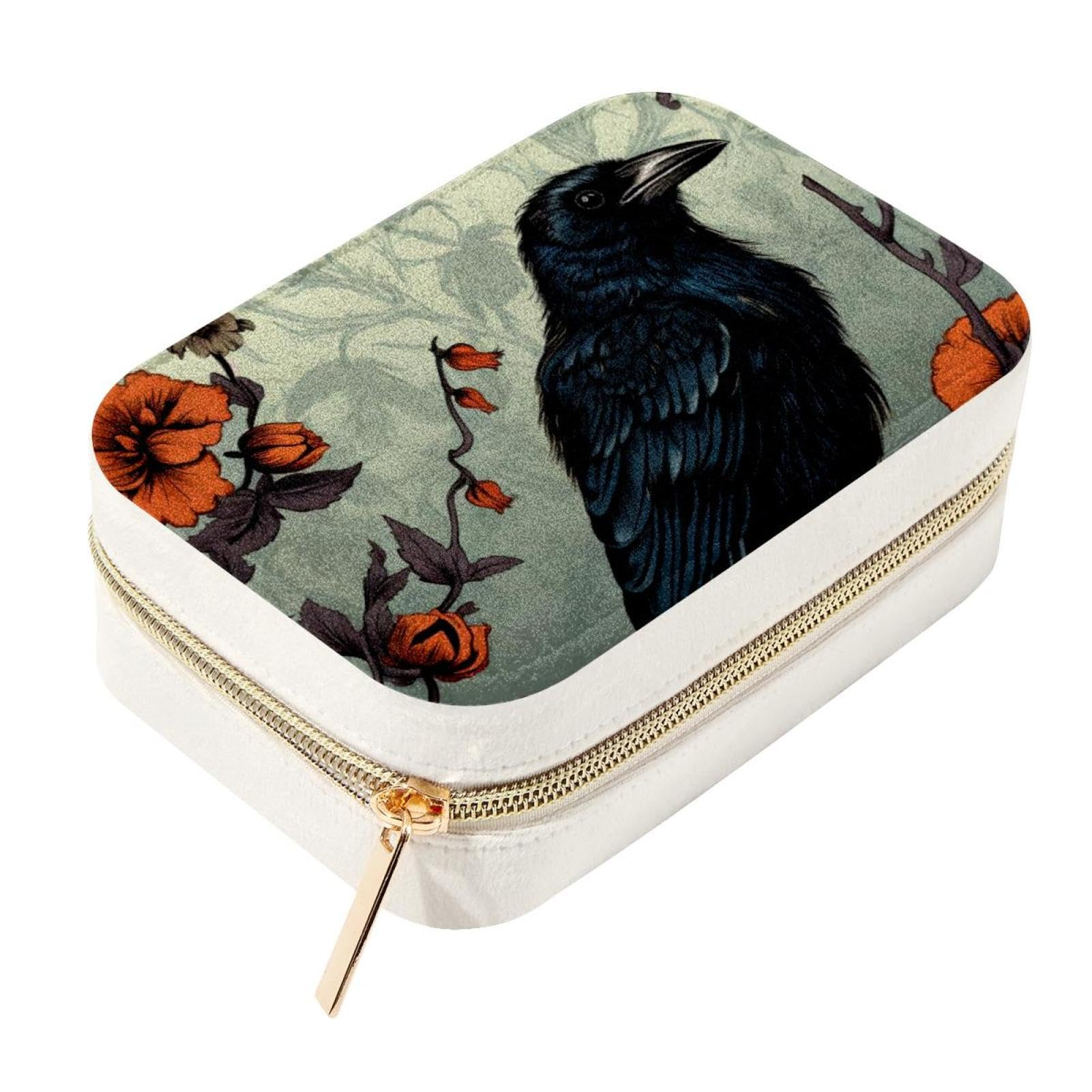 Boîte à bijoux de voyage Crow en velours luxueux et compartiments modulables haut de gamme