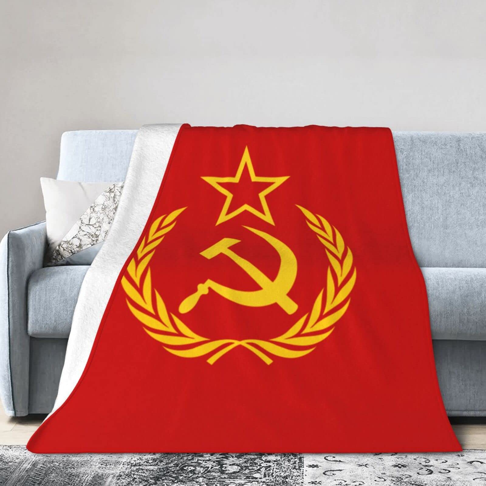Soviet Union USSR Flag Throw Blanket 50X40in Warm Super Soft Flannel Blankets for Bed Sofa Great Gift1