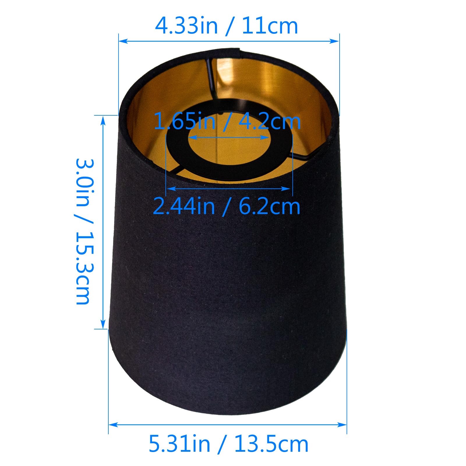 Lot de 3 petits abat-jours noirs et dorés pour lampadaire en bois, cache-ventilateur de plafond, lustres