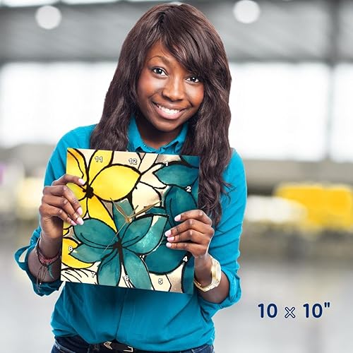 Miniatura 5 de 3dRose dpp_32104_1 Reloj de pared floral verde azulado y amarillo, 10.0 x 10.0 in