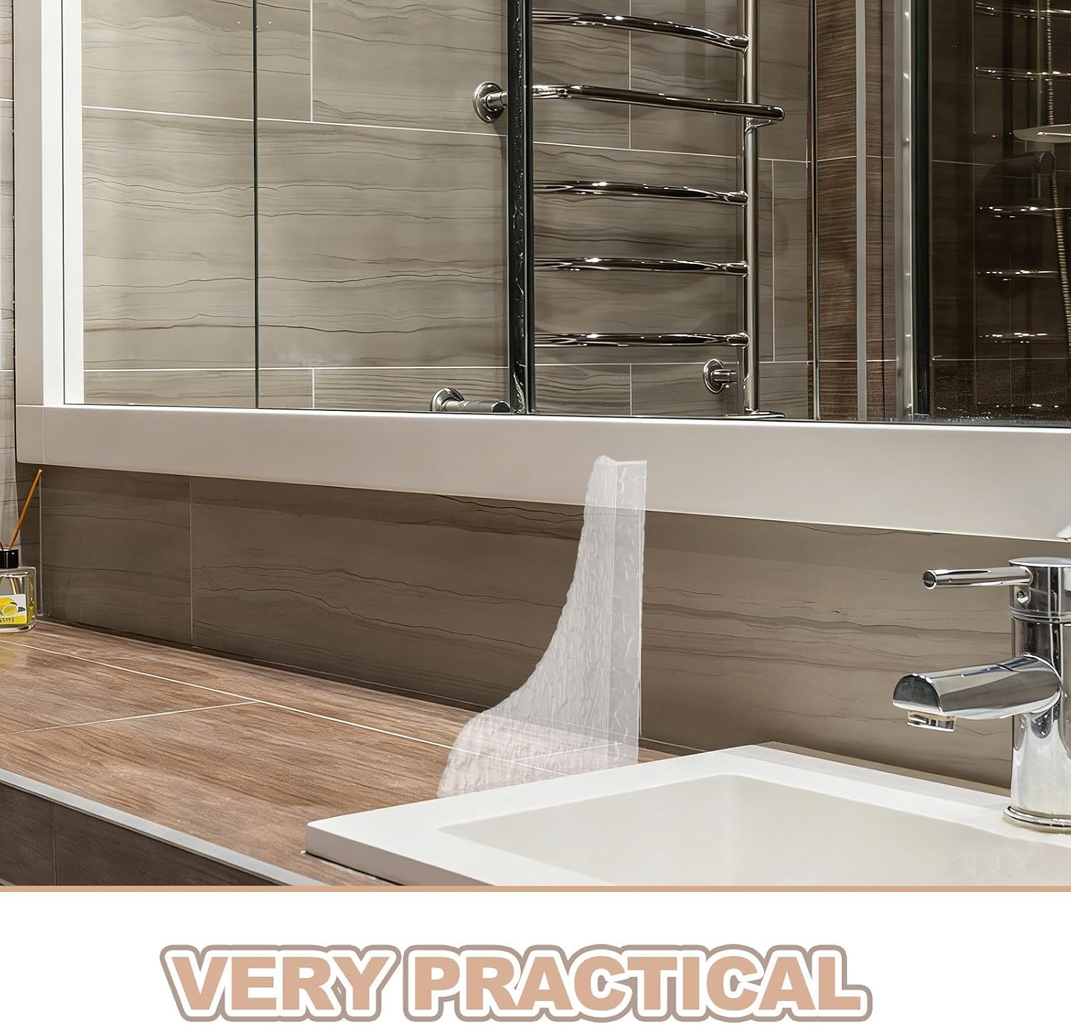 2pcs Adhesive Bathtub Splash Guard Acrylic 3mm Thickness Water Barrier | Self-adhesive, No , Easy Installation, Bathroom and Kitchen Sink Use, Corner Placement