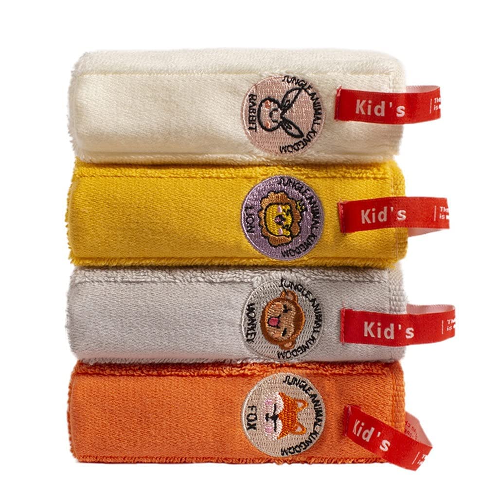4pcs Children's Towel Cotton Children's Towel Small Rectangular Face Towel with Embroidery (Color : A Size : 5025cm) (A 50 * 25cm)