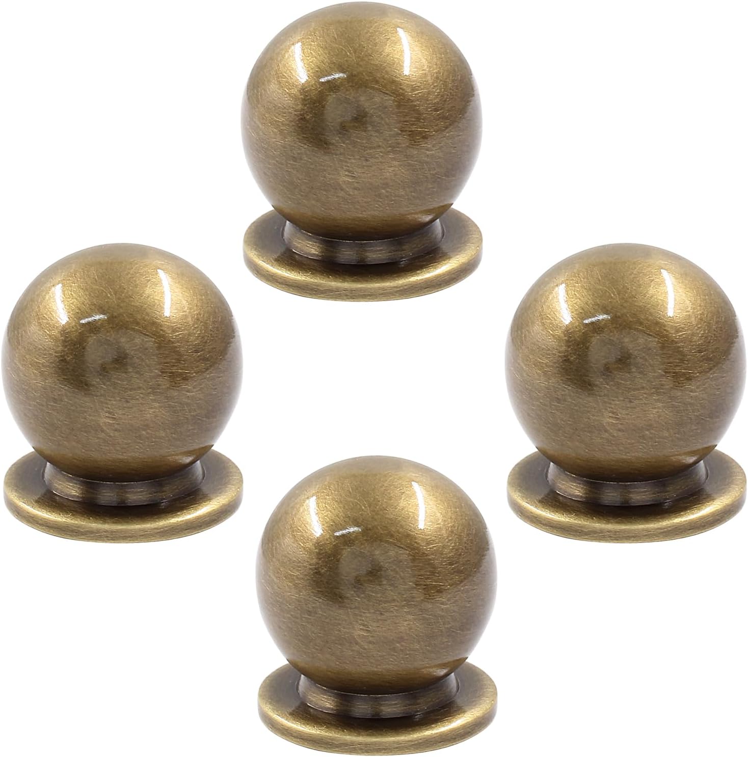 Jiozermi 4 Packs Mini Round Solid Brass Knobs, 1 Inch Diameter Brass Pulls, Gold Mini Drawer Pulls, Mini Knobs for Jewelry Box, Bronze