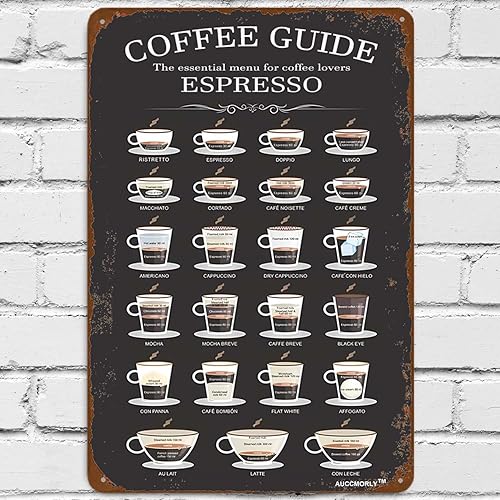 Miniatura 5 de Letrero de aluminio para guía de café, letrero de metal, regalo para amantes del café, cocina, sala de estar, decoración artística de 8 x 12 pulgadas