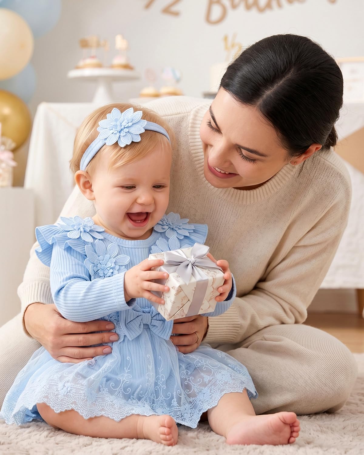 WYTbaby Baby Mädchen Kleid Langarm Neugeborene Babykleidung Rüschen Tüllkleid Prinzessin Tutu Rock für Kleinkind Mädchen 0-12 Monate
