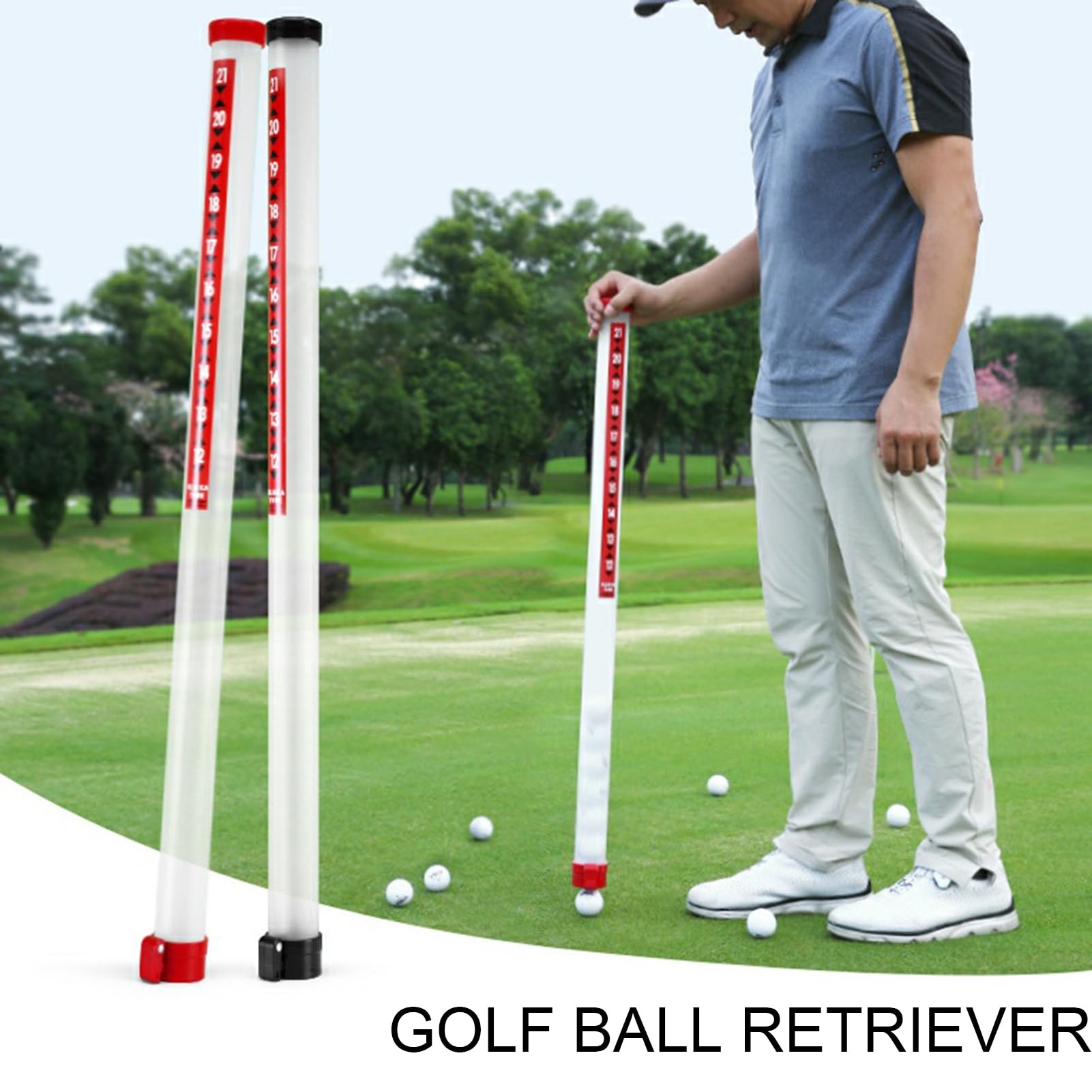 Recuperador de Pelotas de Golf para sostener 21 Pelotas, recogedor Profesional, Tubo de Pelusa de Pelotas de Golf, Herramienta de succión de práctica de coleccionista, 35,8 Pulgadas