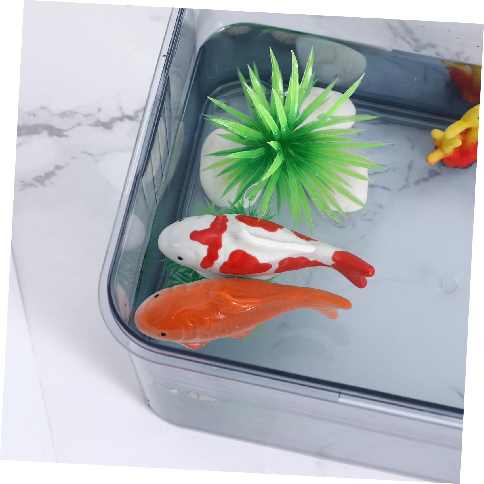 HEMOTON 10 Set Ornamenti di Pesce Sottomarino Roccioso Dell'acquario Assortito Mestiere Decorazione di Pesci Galleggianti per La Casa Acqua Dolce Pescare Oh Ceramica Arancia 2 Pezzi*10