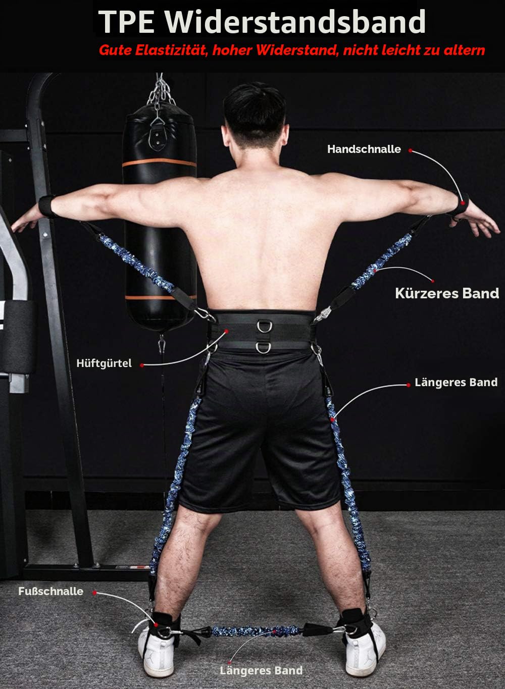 Widerstandsbänder Boxen Resistance Bands Boxing: Sfeexun Kampfsport Box Widerstandsbänder für Boxen Sport, Boxing Resistance Band für Kickboxen MMA, 300/200/150Lbs