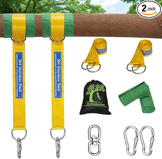 Safe Tree Swing Straps Hanging Kit with Two Alloy Carabiners 2,200lb Breaking Strength Easy and Fast Installation Swings or Hammocks (10ft)