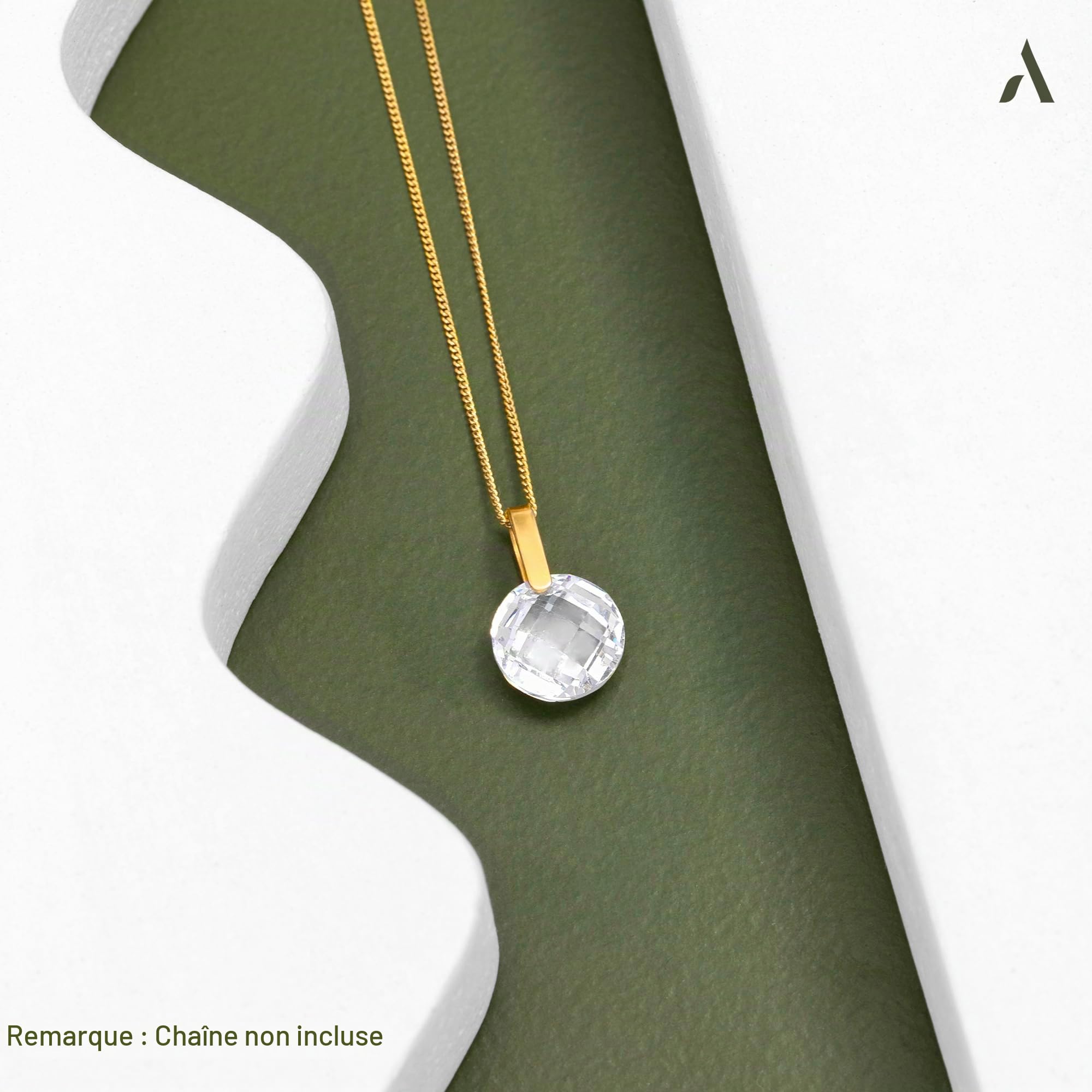 Amberta Pendentif Seuls pour Femme en Or 9 Carats avec Cristal | Pendentif en Or Jaune pour Femme | Pendentif sans Chaine