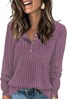 Sponsored You’re seeing this ad based on the product’s relevance to your search query.Learn more about this advertisement Tanmolo Women's Lightweight Knitted Jumper Long Sleeve Henley Shirt Autumn Casual Crew Neck Buttons Elegant Sweatshirt Tunic Tops