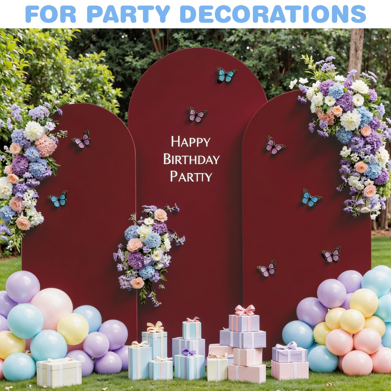 Tło łukowe, łuk weselny, dekoracja na wesele, imprezę, urodziny, imprezę, baby shower, bankiet, burgundowy