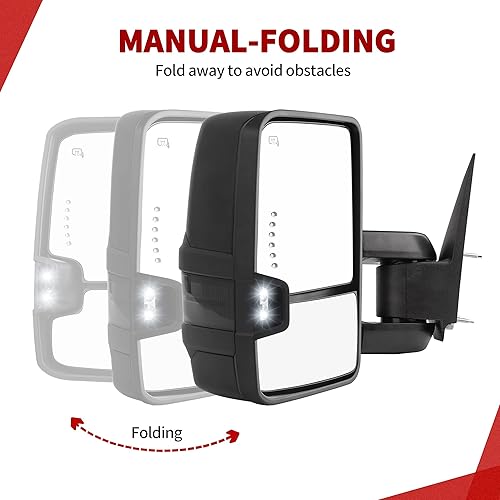 Miniatura 6 de YITAMOTOR - Par de retrovisores de remolque compatibles con Chevy Silverado, Tahoe, Suburban, Avalanche, GMC, Sierra, Yukon, Cadillac, Escalade