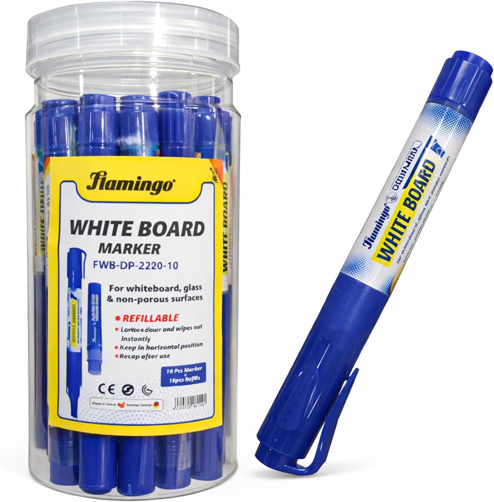 VersaMarts 10-Pack Refillable Whiteboard Marker Set – Includes 10 Markers & 10 Ink Refills, Instant Wipe Technology for Whiteboards, Glass & Non-Porous Surfaces