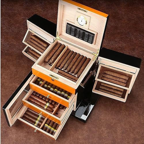 Miniatura 2 de Prestige Import Group Humidor de cigarros Art Deco moderno de Baccus - Capacidad de hasta 200 - Color: dos tonos