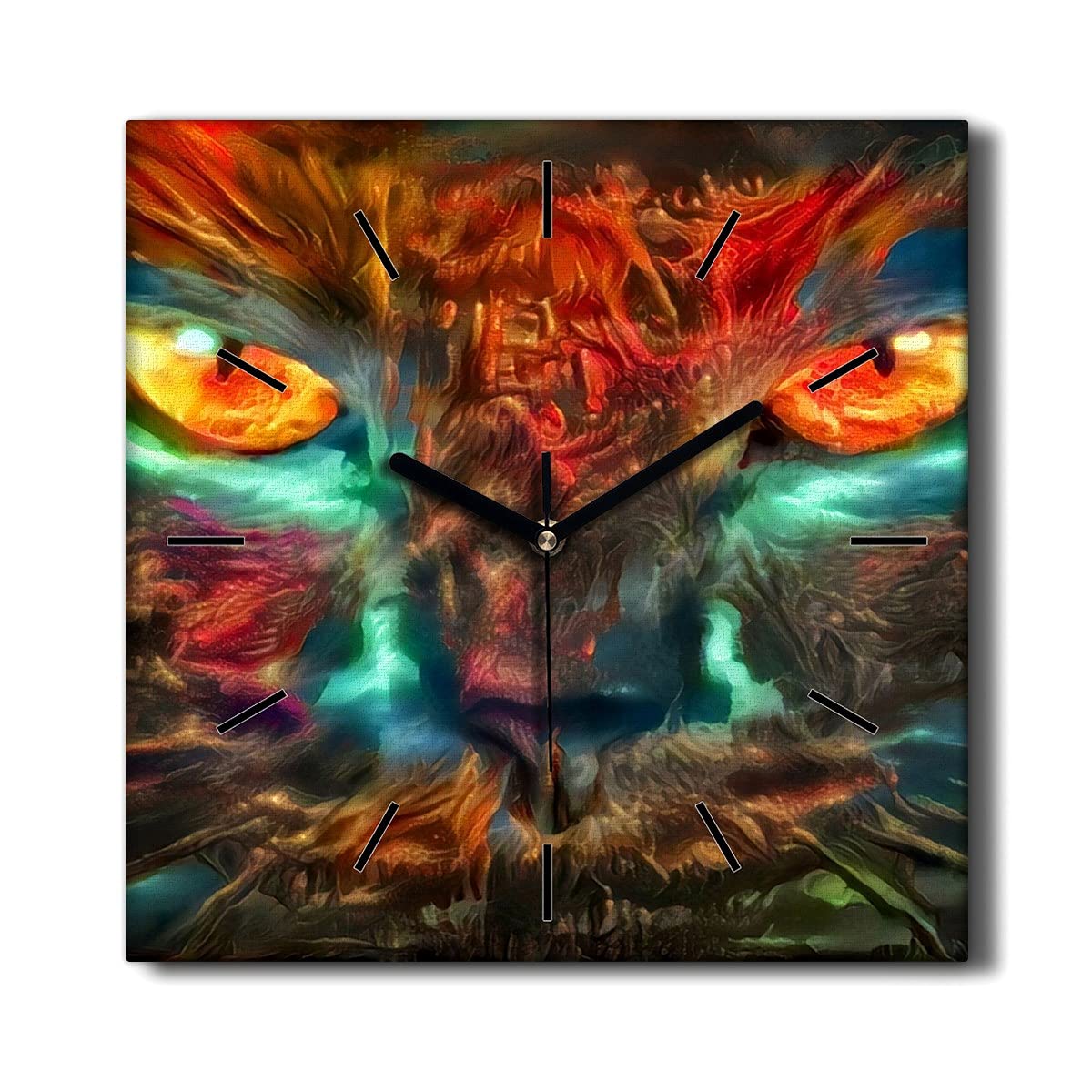 Horloge sur Toile 30x30cm Chat de Compagnie Pendule Silencieuse pour Salon