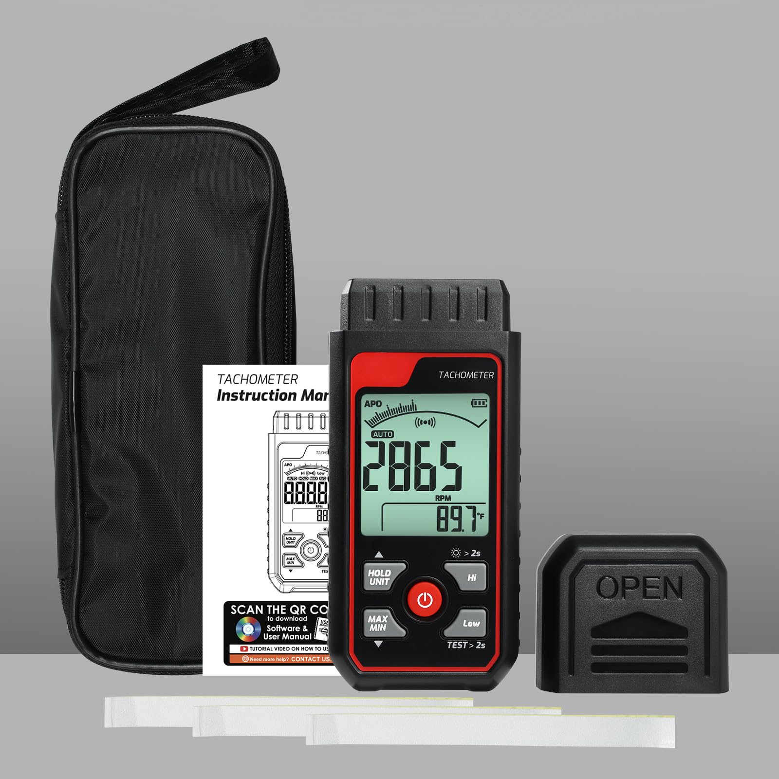 Tachimetro Digitale Senza Contatto RPM Misuratore di Velocità Strumento Laser Foto Tachimetro con 2.5~99999 RPM, Scala a Barre Analogica | Allarmi Personalizzati per Tester di Velocità Motore HVAC