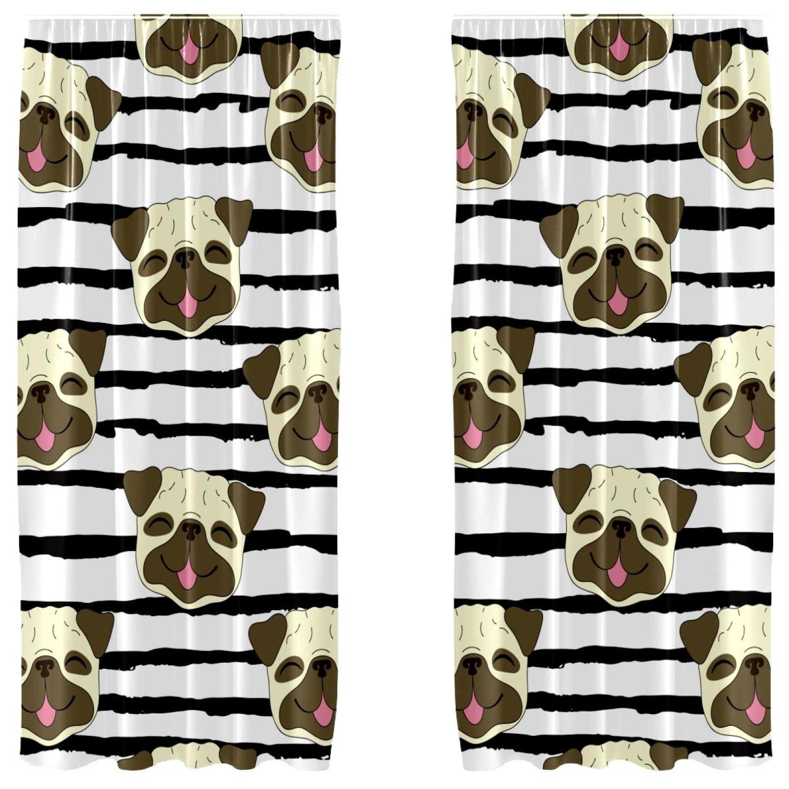 Rideaux motif carlin souriant pour réchauffer l'ambiance de votre chambre