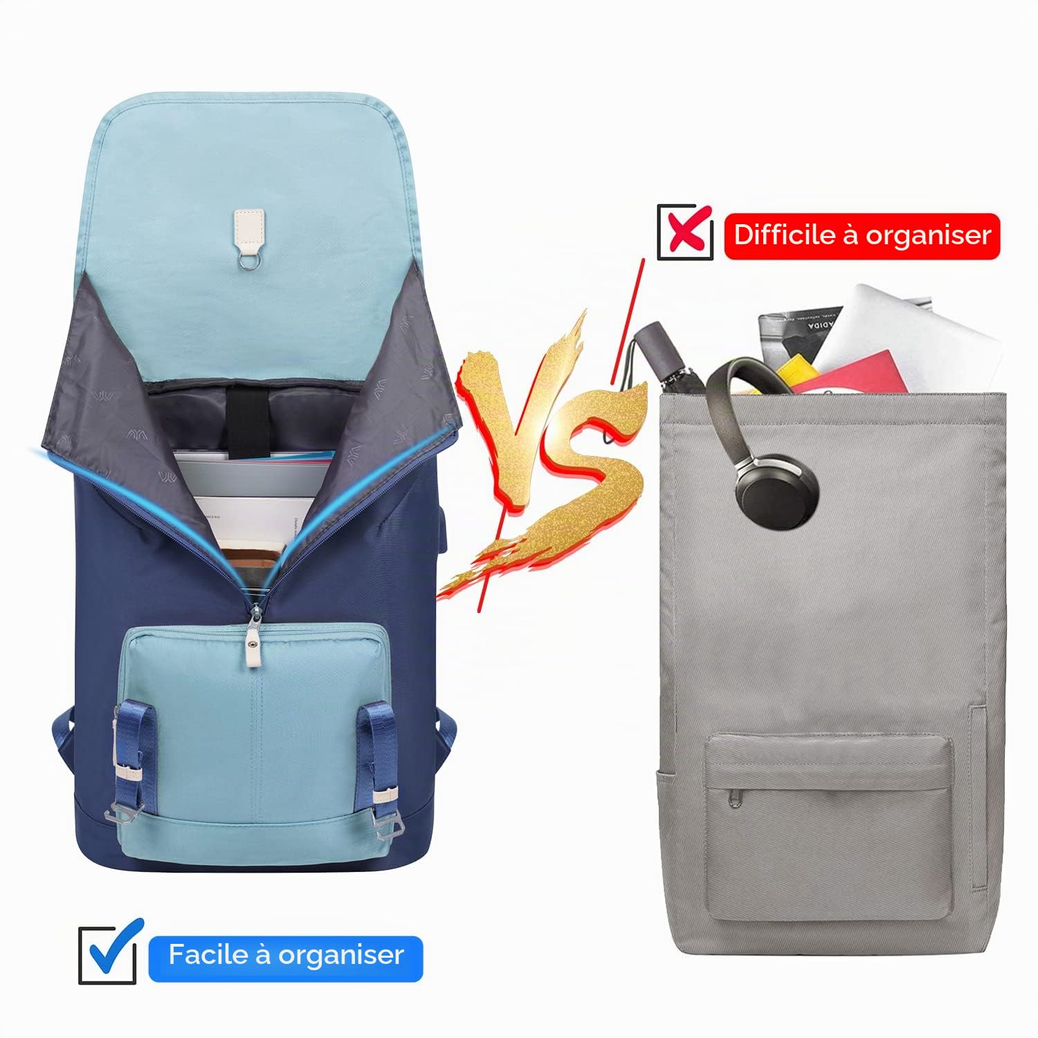 YAMTION Sac à Dos pour Ordinateur Portable 17 Pouces pour Femmes et Hommes,Sac à Dos d'École Sac Lycée Sac Scolaire Cartable Collège Sacoche pour Filles et Garçons