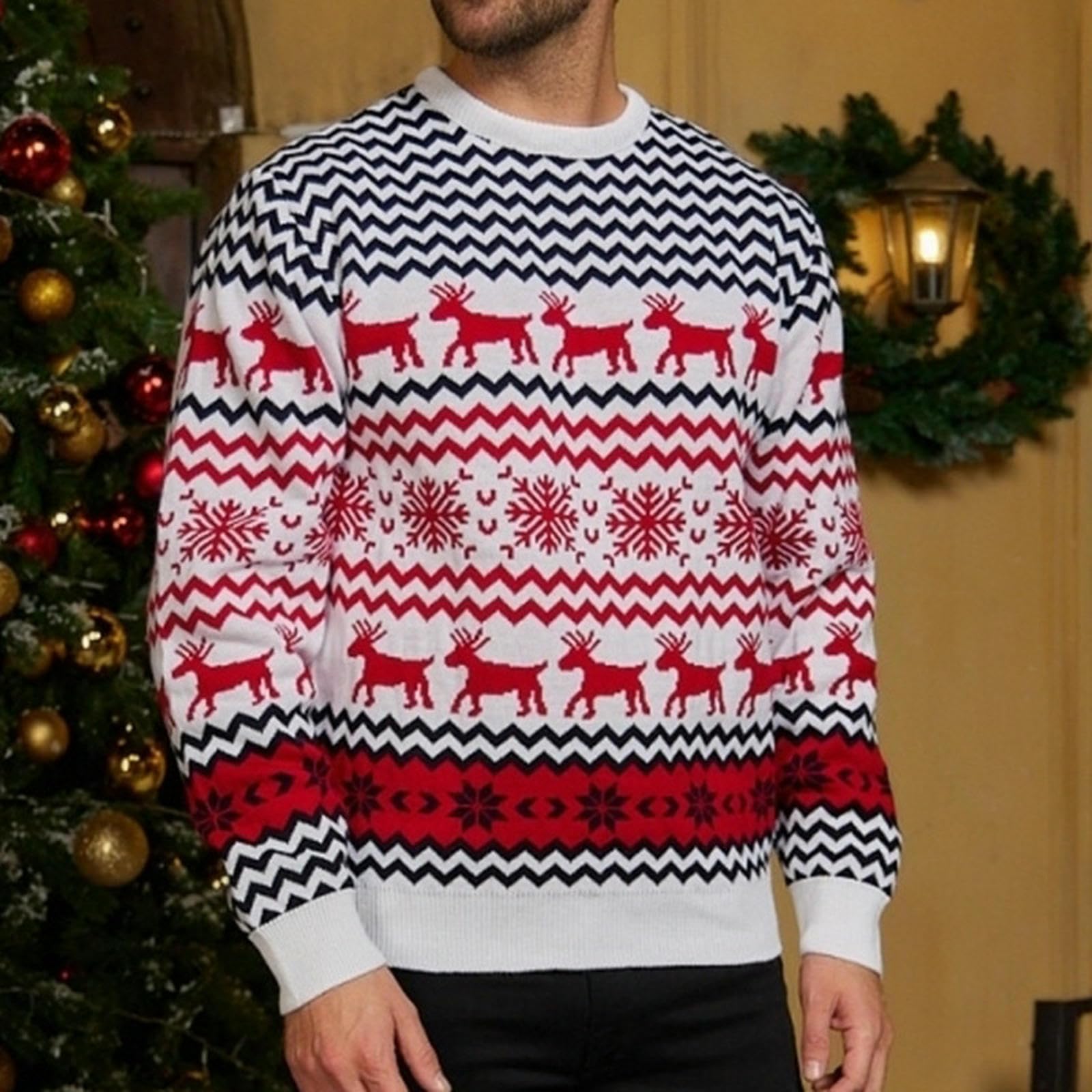 Damen Pullover Gestrickte Winter-weihnachtswollpullover Für Männer, Frauen Und Kinder-weißer Weihnachtspullover (damenstil)-2t