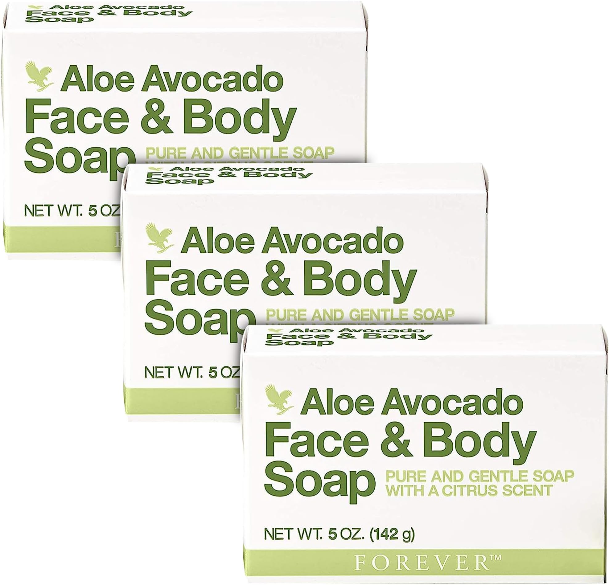Forever Living - Aloe Avocado Face and Body Soap - Gentle Cleansing with Fresh Citrus Scent and Moisturizing - Pack of 3