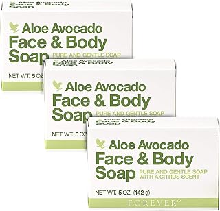 Forever Living - Aloe Avocado Face and Body Soap - Gentle Cleansing with Fresh Citrus Scent and Moisturizing - Pack of 3
