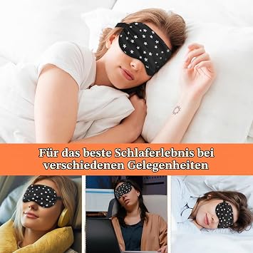 Silk Sleeping Mask Eye Mask Made of Pure Silk with Adjustable Strap Blackout Sleeping Mask Comfortable Soft Eye Mask Sleeping Aid Blindfold for Sleep Quality Light Blocking Golden Stars