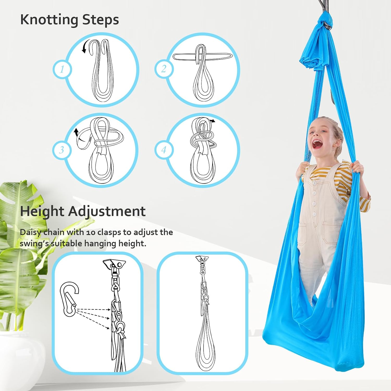Sensory Swing for Kids Therapy Swing with 360° Swivel Hanger Indoor Adjustable Cuddle Hammock for Children with Asperger, Autism, ADHD, Sensory Processing Disorder