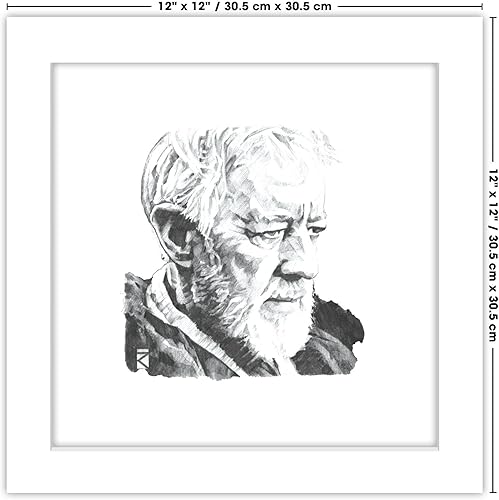 Miniatura 6 de Trends International Gallery Pops Star Wars Saga - Obi-Wan Kenobi Sketch - Arte de pared, versión enmarcada en blanco, 12 x 12 pulgadas