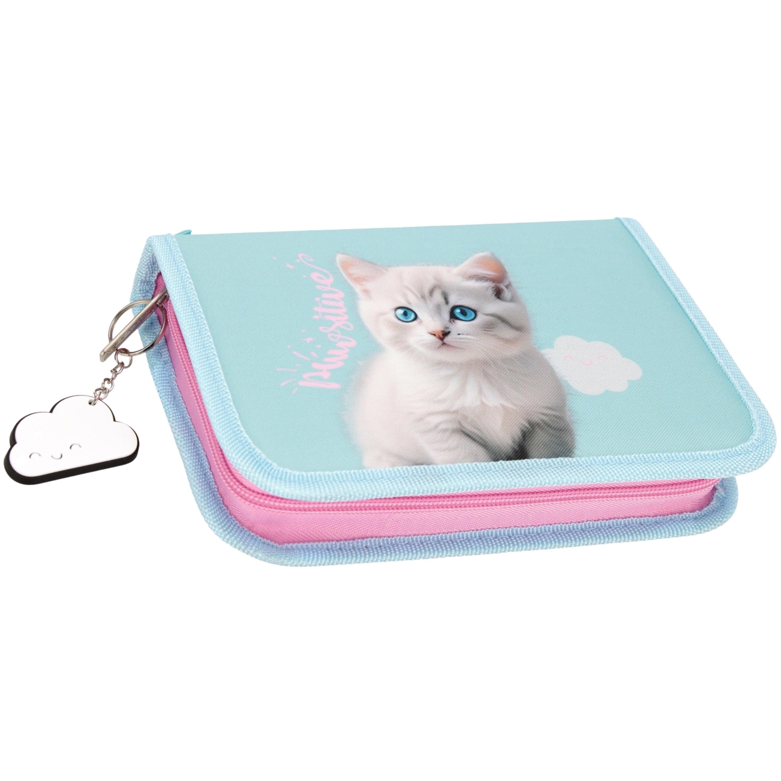 sarcia.eu Cute Kitty Two Compartment Pencil case Without Accessories, Folded School Pencil case for Girls (Kitten Folded)
