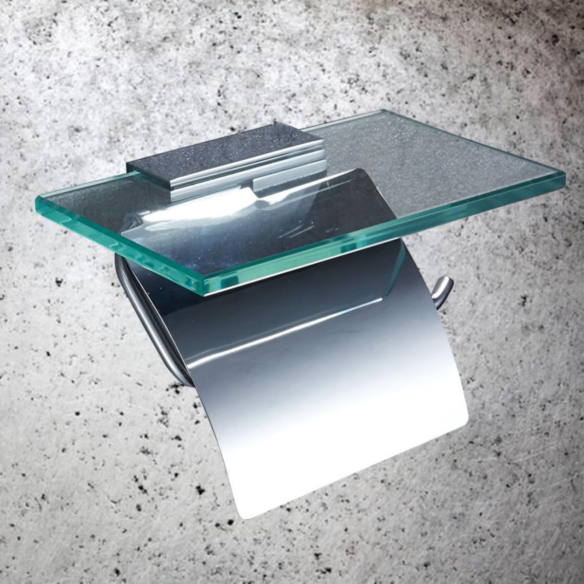 Vidrio y Cobre Portarrollos con Tapa de Papel Higiénico