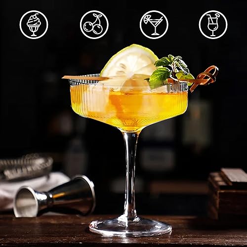 Miniatura 5 de Montex 6 vasos Coupé, vasos clásicos de Martini de 10 onzas, cóctel vintage, perfectos para cóctel, champán y regalo