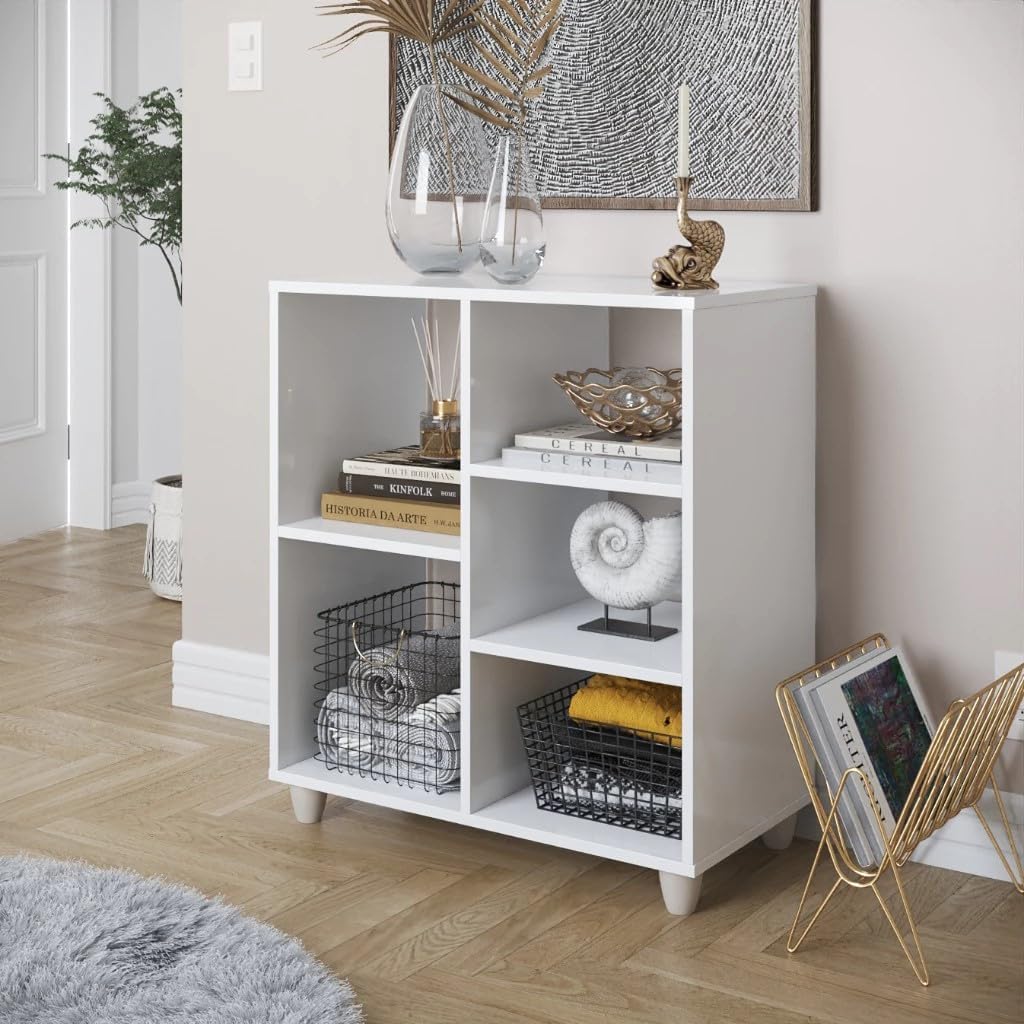 Estante Livreiro Luxo Organizador Com Nichos Branco