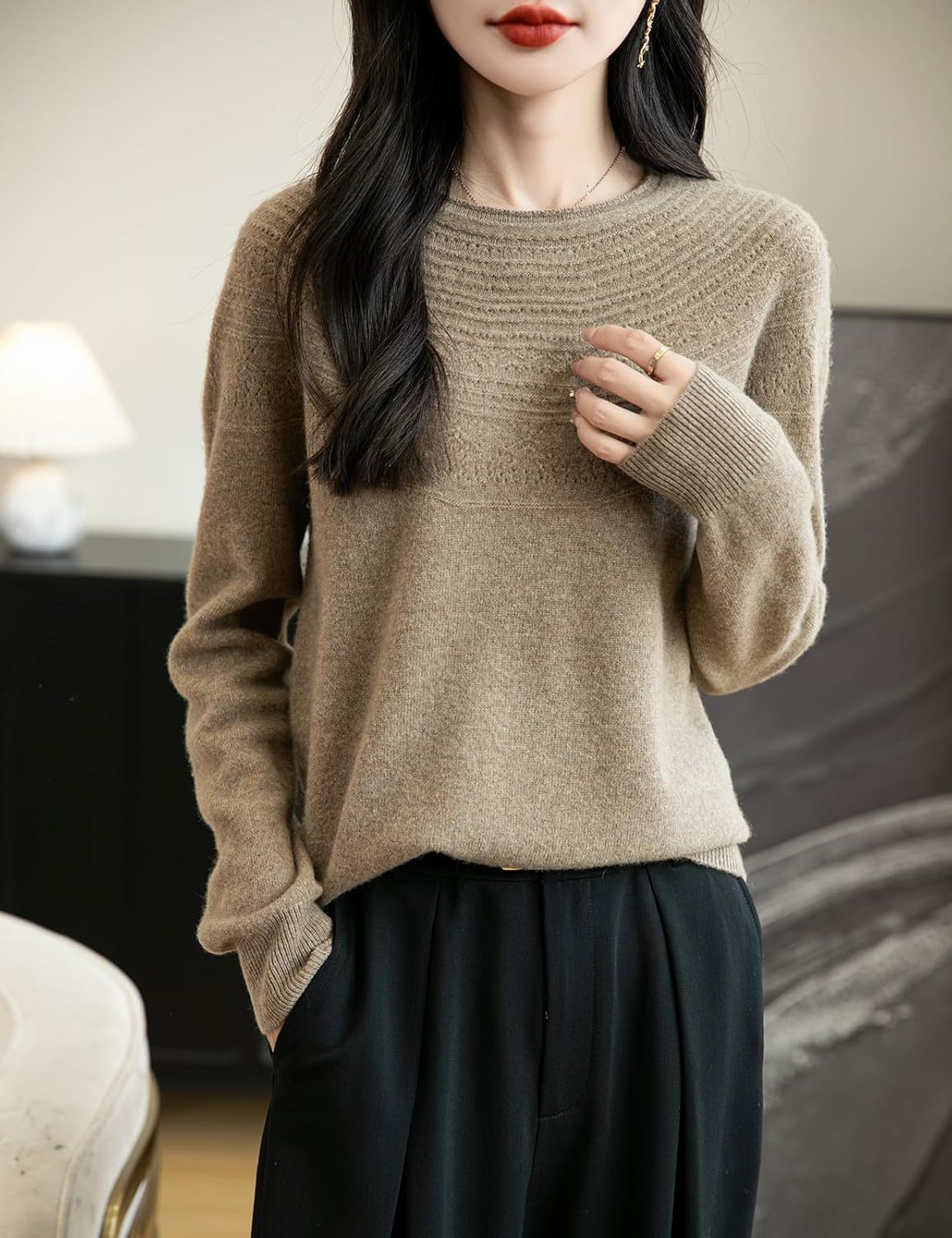 Chanyarn Women's 100% Merino Wool 2025 Fall Winter Crewneck First-Line Ready to Wear Long Sleeve Seamless Knit Sweater - Image 4