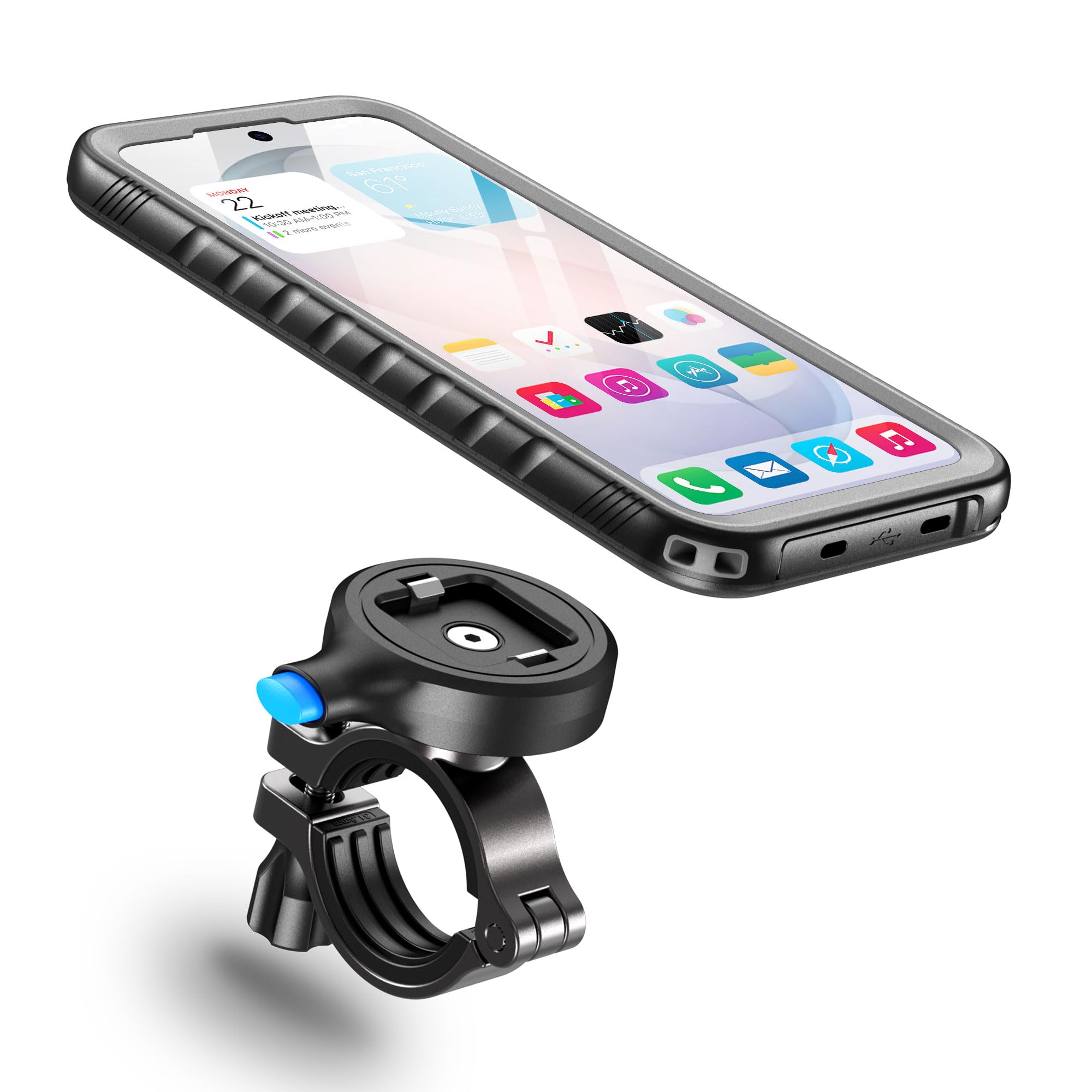 Cozycase 1S-Kn. Wasserdicht Handyhalterung Fahrrad Für Samsung Galaxy S26 | Anti-Diebstahl Hülle Handy Halter Motorrad Lenker Rennrad Mtb Ebike Bike Phone Holder Mount Fahrradhalterung IP68 Waterproof