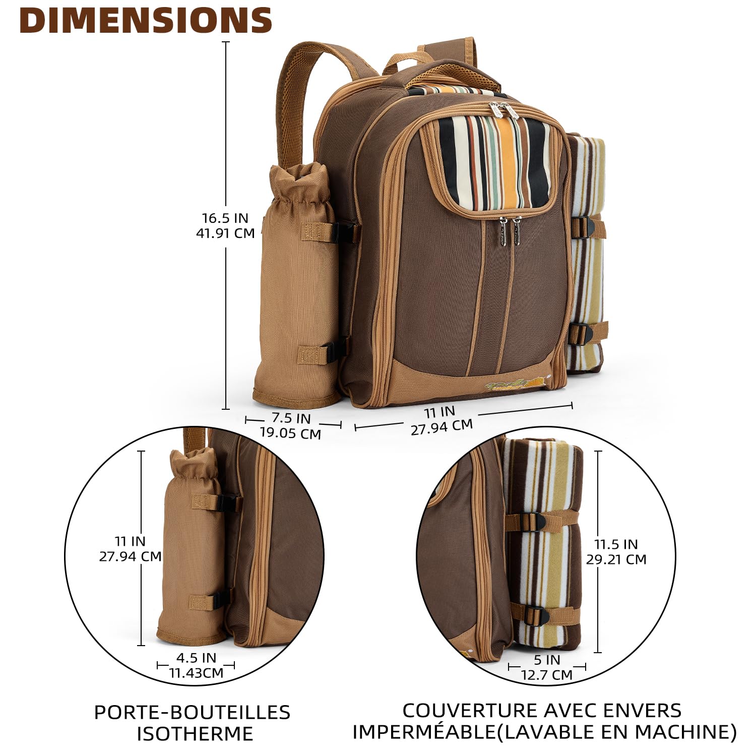 Apollo Walker Sac à Dos de Pique-Nique Ensemble de Pique-Nique pour 4 Personnes (Ensemble et Couverture), Sac Thermique, Sacs isothermes pour Camping, Plage, randonnée Barun