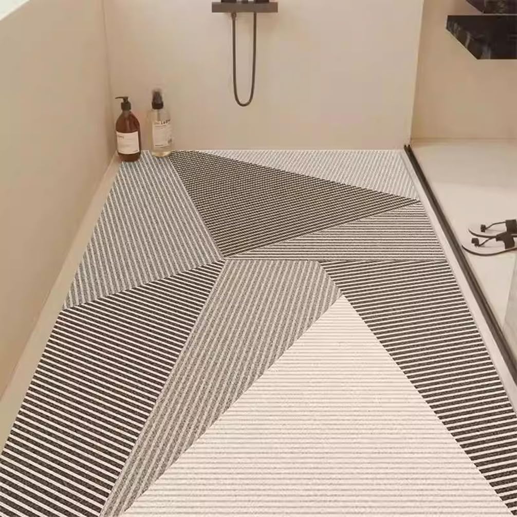 Badewannenmatte rutschfest 80X160 cm Modern Schlicht Duschmatte PVC Luffa Material Weich Komfort ohne Saugnäpfe mit Ablaufloch Duschteppich für Duschkabine und Badezimmer