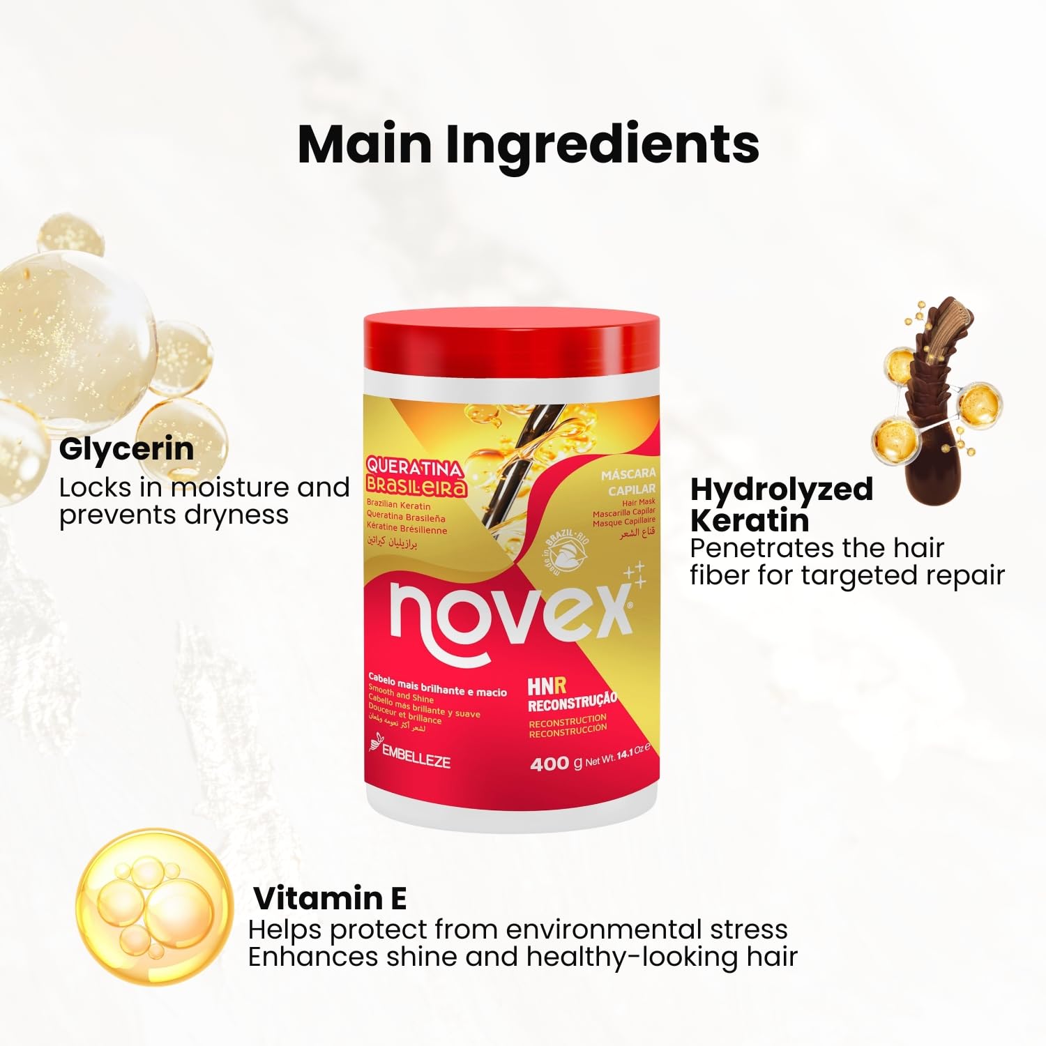 Amazon.com : Novex Brazilian Keratin Hair Mask, 14 Oz