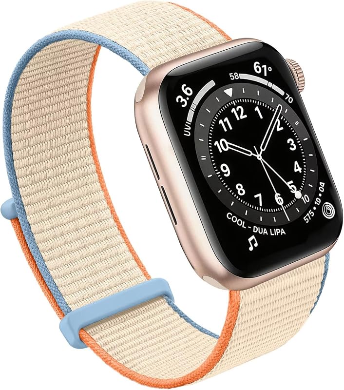 Bifeiyo Compatible with Apple Watch Bands Women Men 46MM 45MM 44MM 42MM 41MM 40MM 38MM,Nylon Sport Loop Strap for iWatch Series 10 9 8 7 6 5 4 3 2 1 SE Ultra(38/40/41/S10-42mm,Cream)