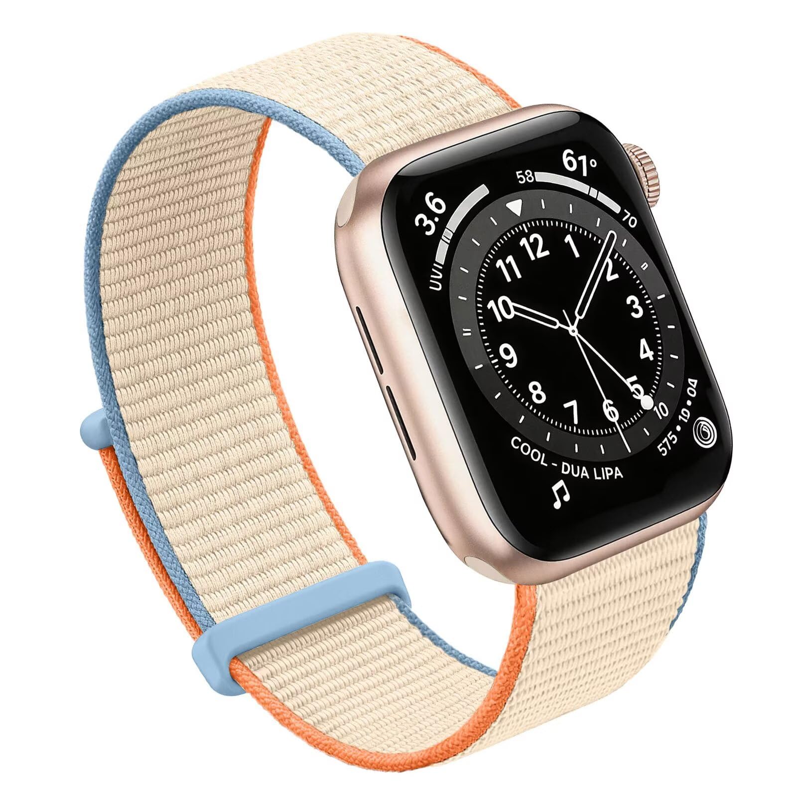 Photo 1 of Bifeiyo Compatible with Apple Watch Bands Women Men 46MM 45MM 44MM 42MM 41MM 40MM 38MM,Nylon Sport Loop Strap for iWatch Series 10 9 8 7 6 5 4 3 2 1 SE Ultra(44/45/46/49/S3-42mm,Cream)