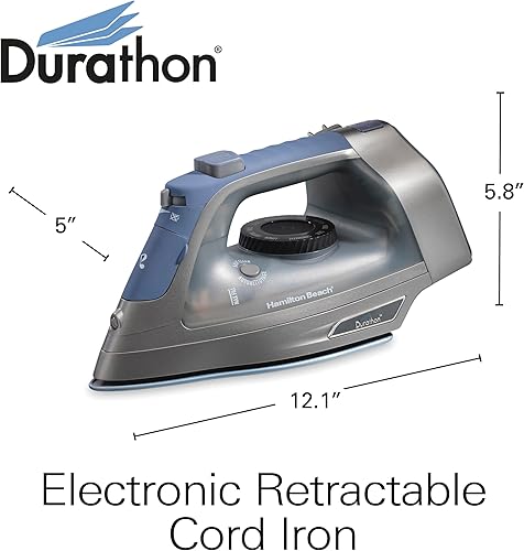 Miniatura 9 de Hamilton Beach Plancha de vapor y vaporizador vertical para ropa con suela de Durathon resistente a los arañazos, cable retráctil de 8 pies, apagado