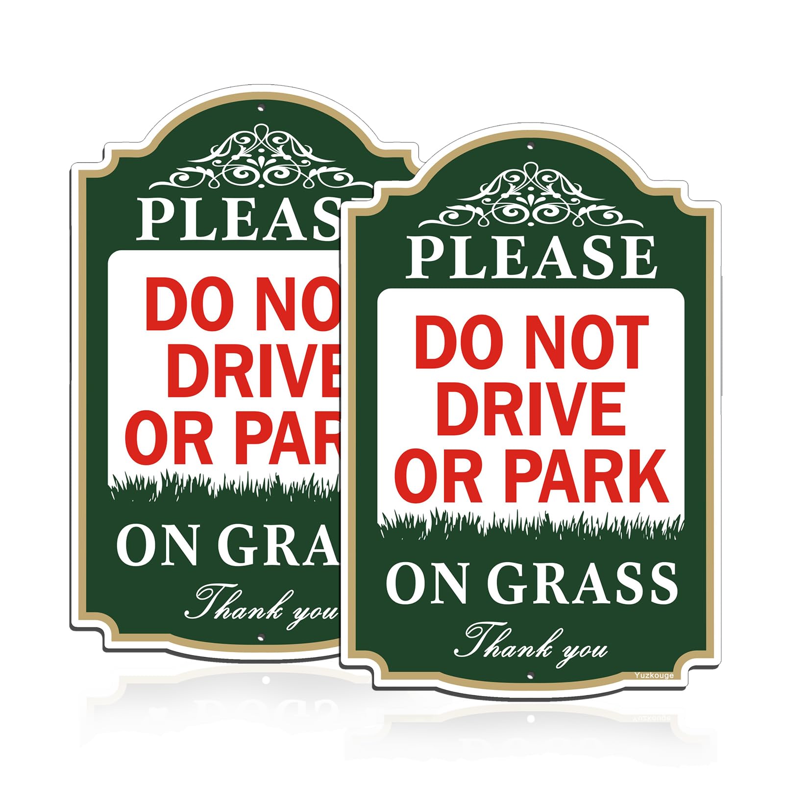 Yuzkouge Please Do Not Drive or Park On Grass Sign 2 Pack Aluminum